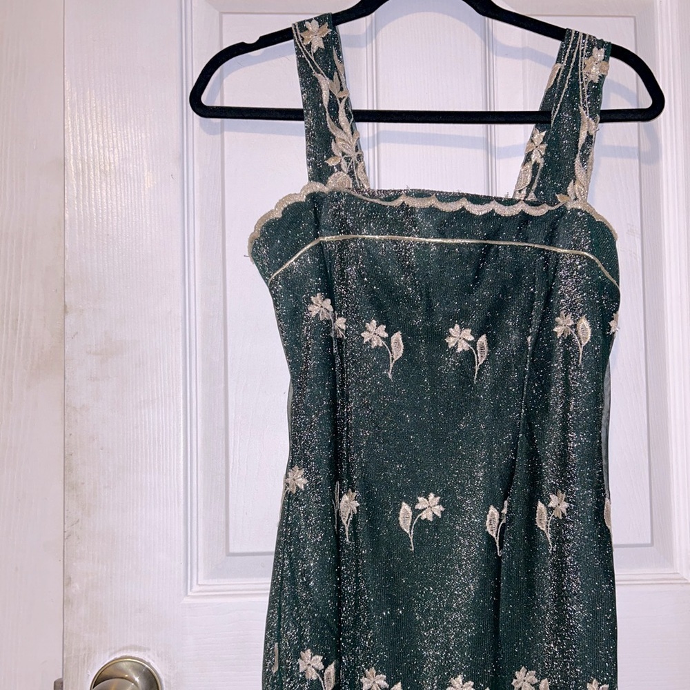 Elegant Green Floral Maxi Dress